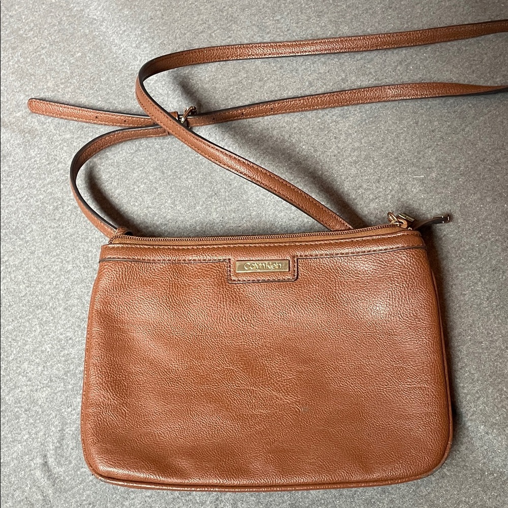 Calvin Klein Tan Leather Crossbody Bag